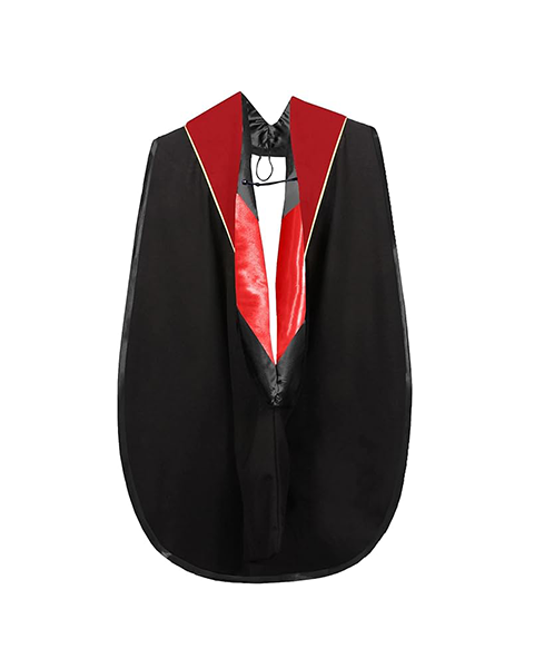 Deluxe Doctoral Graduation Gown with Gold Piping Plus Doctoral Tam and Doctoral Hood  Package