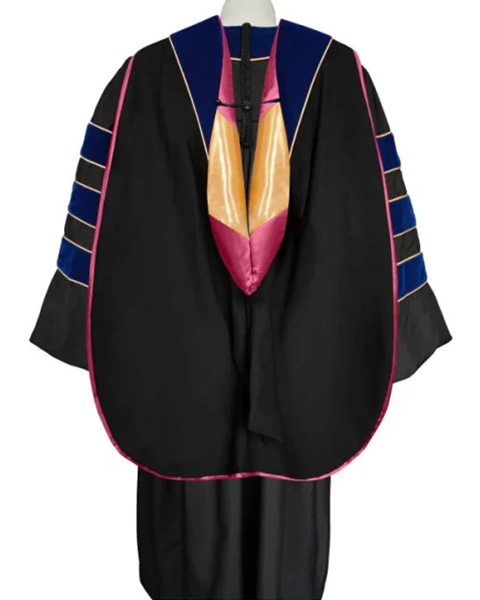 Deluxe Doctoral Graduation Hood with Gold Piping or NO piping