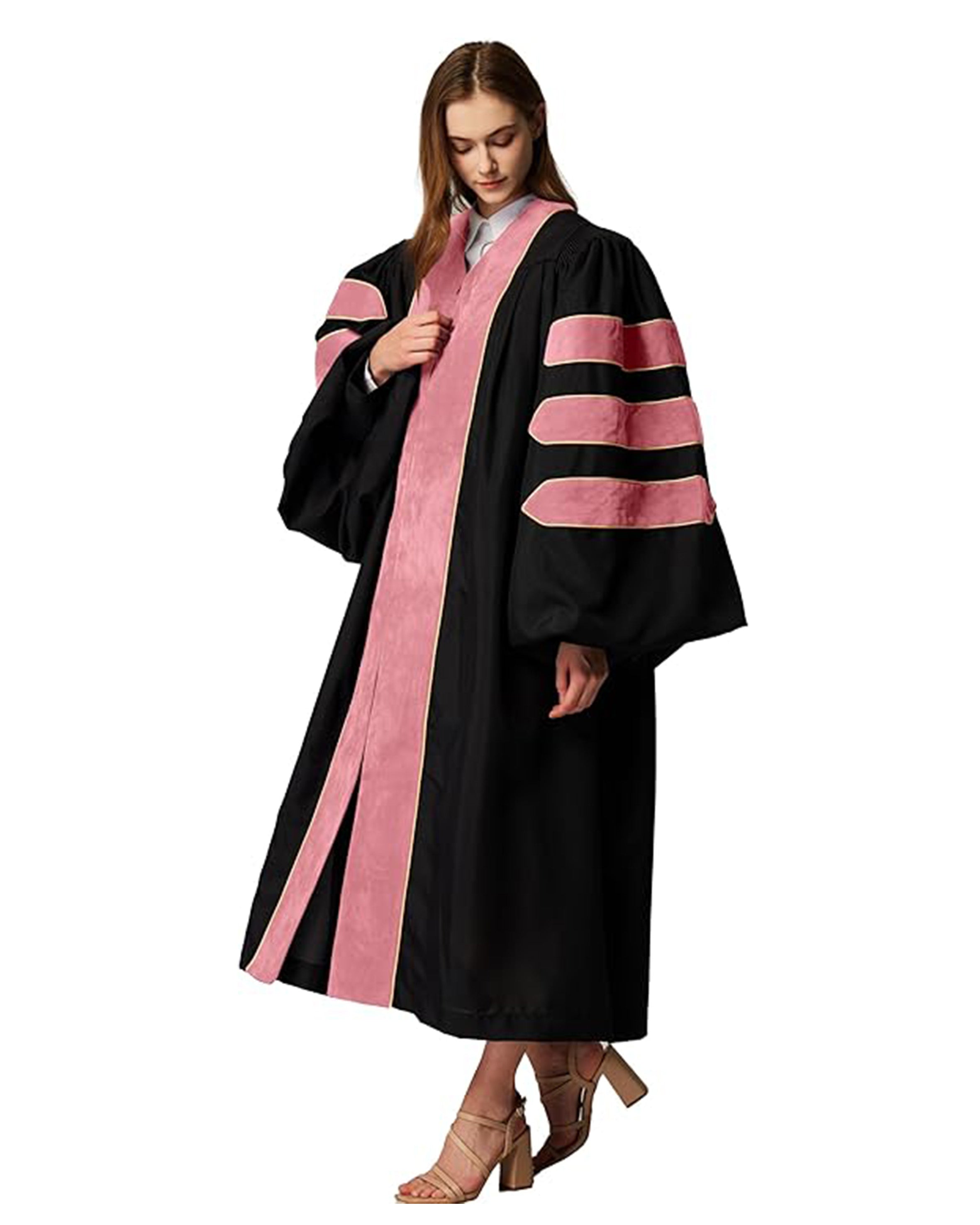 Deluxe Doctoral Graduation Gown|Graduation Regalia|PHD Gown with Gold Piping