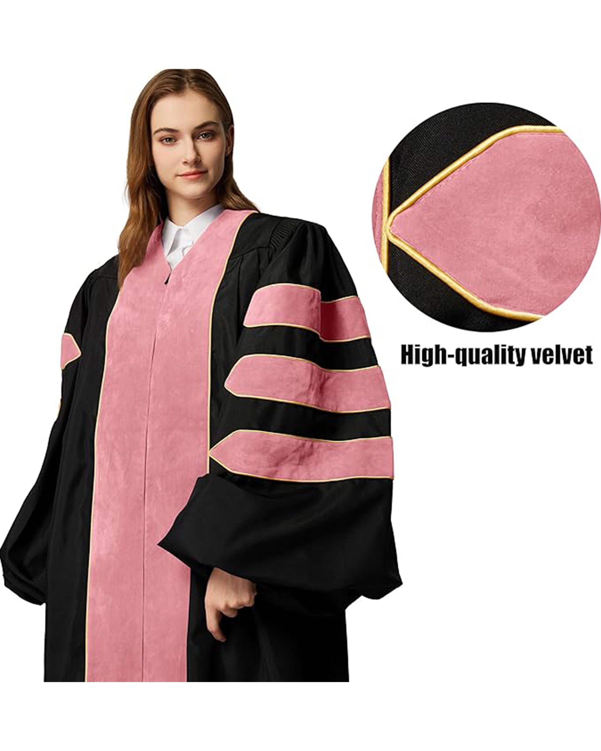 Deluxe Doctoral Graduation Gown|Graduation Regalia|PHD Gown with Gold Piping