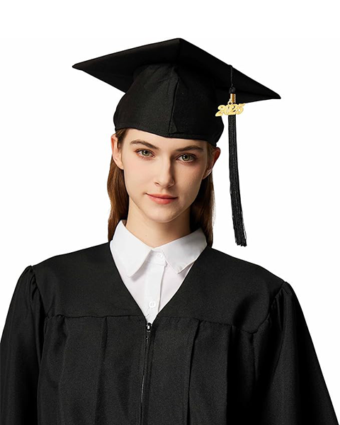MyGradDay Unisex Adult Matte Graduation Cap with 2024 2025 Tassel Year Charm for High School & Bachelor
