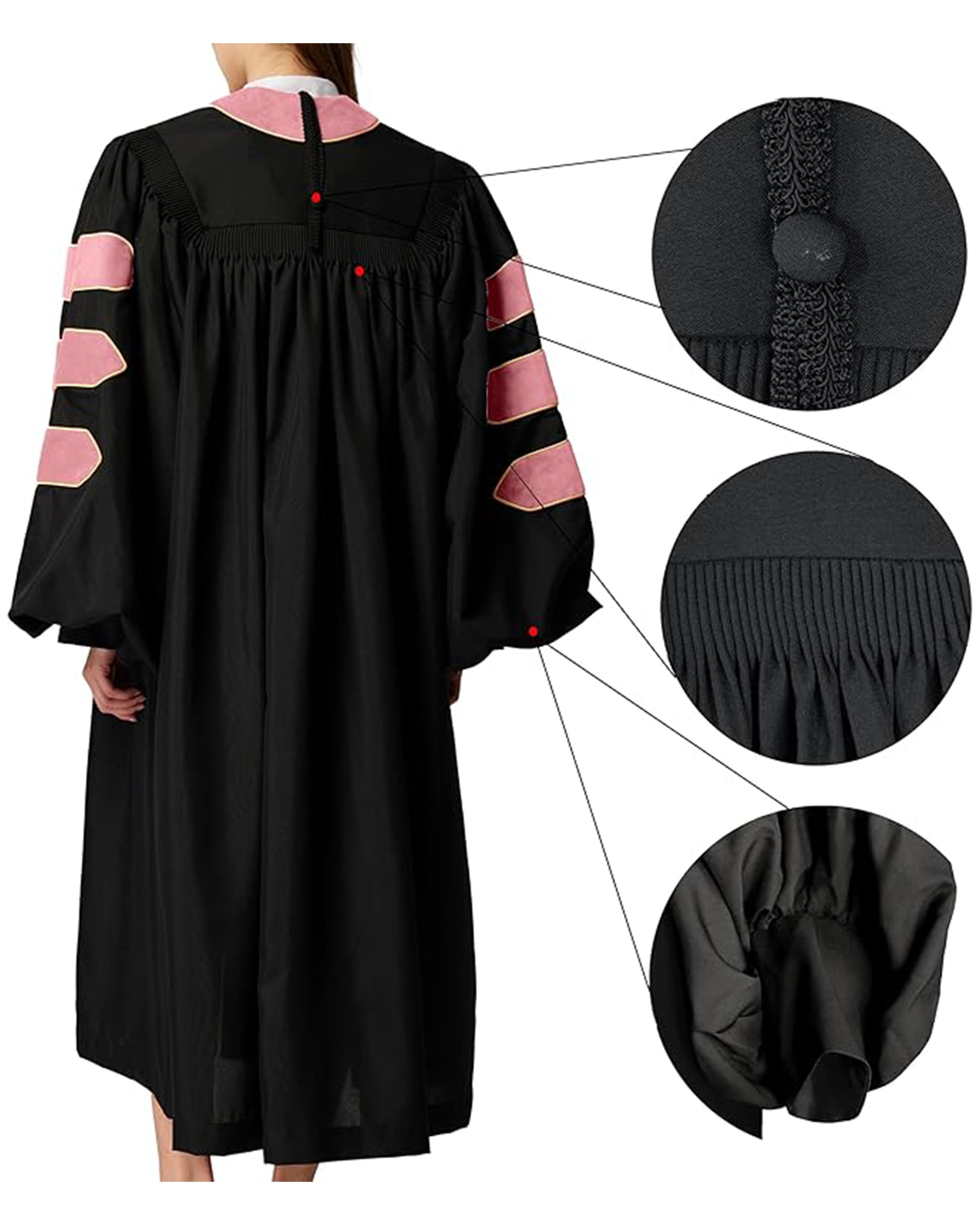 Deluxe Doctoral Graduation Gown|Graduation Regalia|PHD Gown with Gold Piping