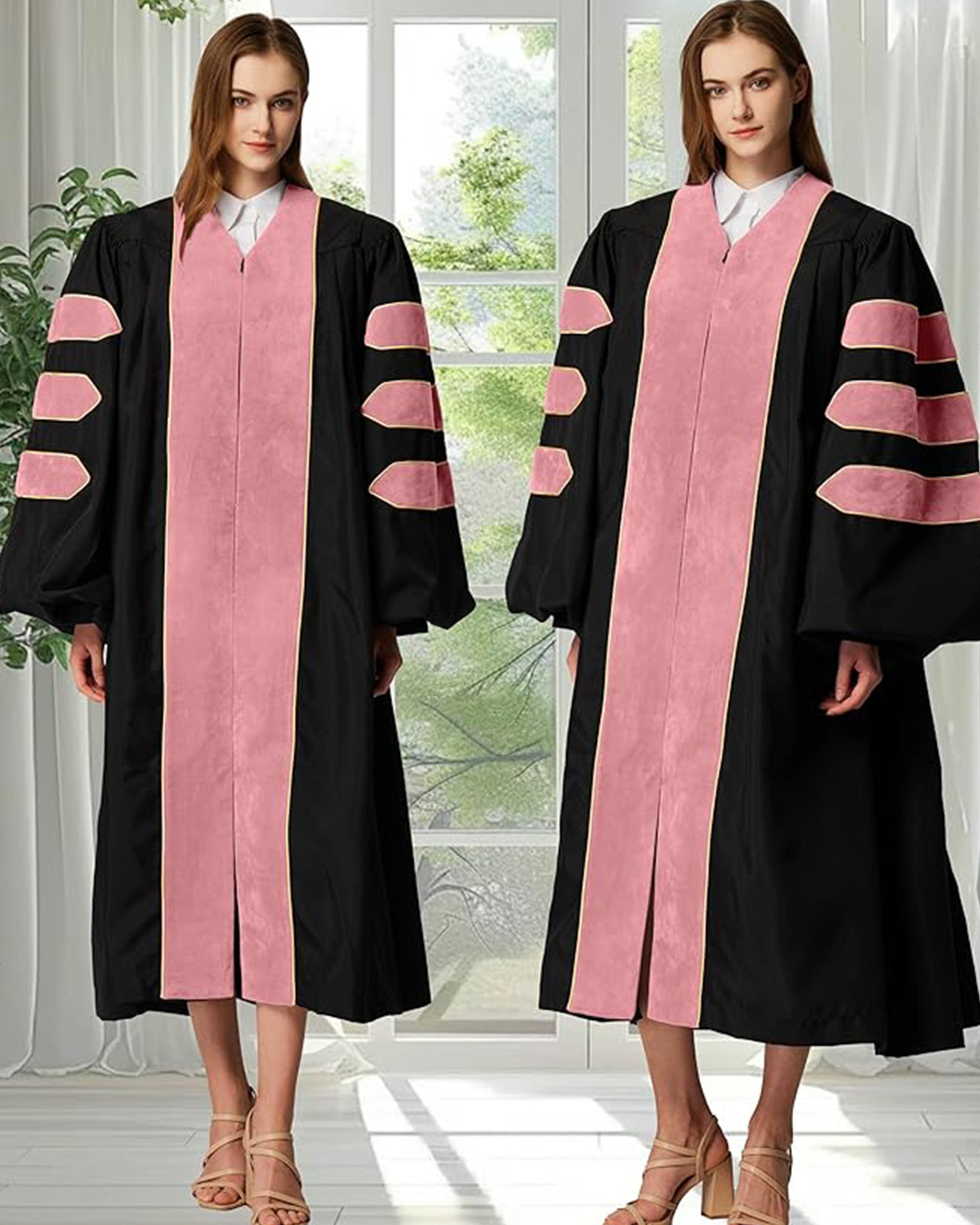 Deluxe Doctoral Graduation Gown|Graduation Regalia|PHD Gown with Gold Piping