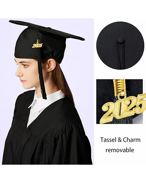 MyGradDay Unisex Adult Matte Graduation Cap with 2024 2025 Tassel Year Charm for High School & Bachelor