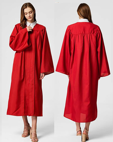 Red Unisex Matte choir robes for church Baptism Officiant Confirmation Costume,Graduation Gown Pastor &judges robe