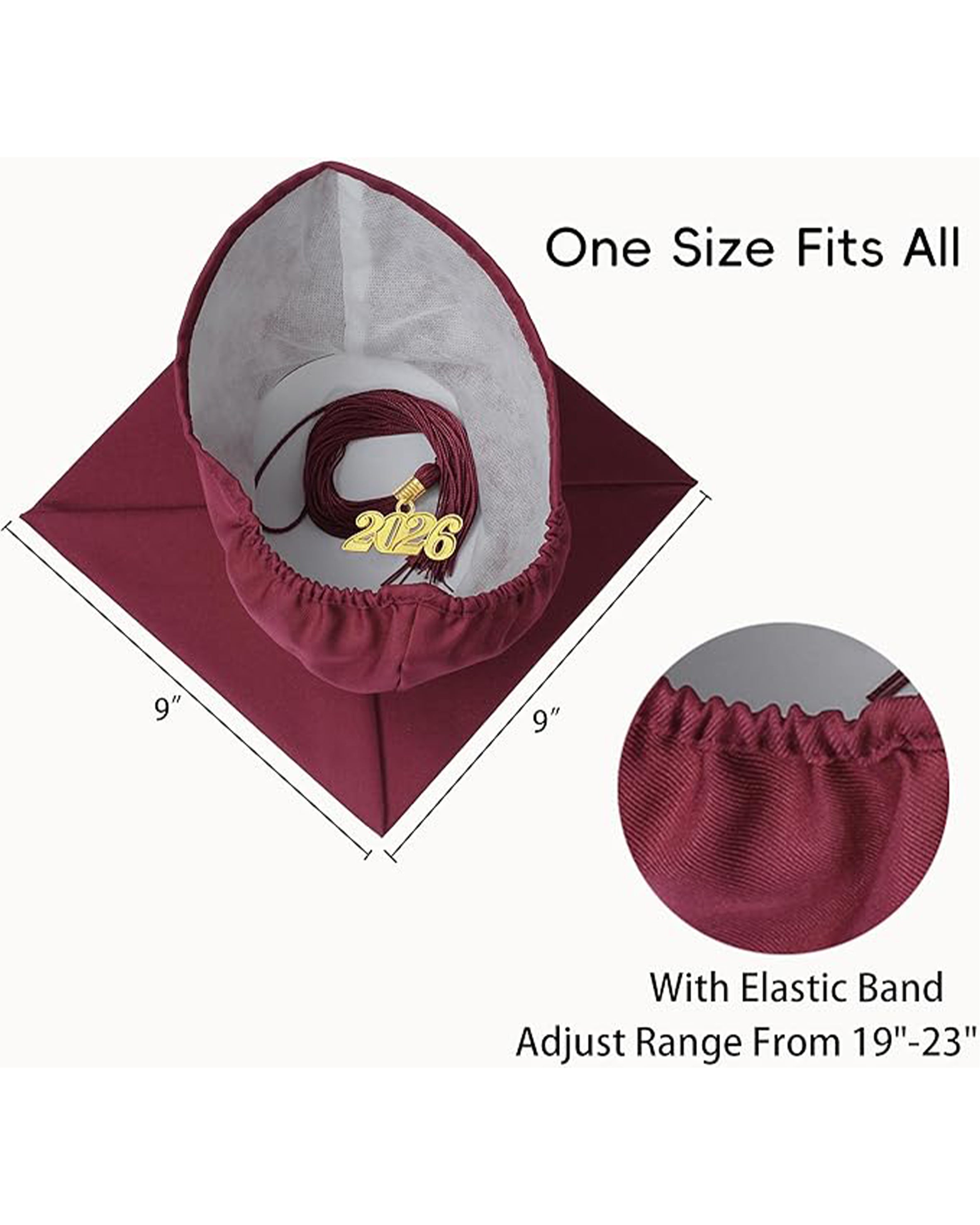 MyGradDay Unisex Adult Matte Graduation Cap with Tassel 2026 Year Charm