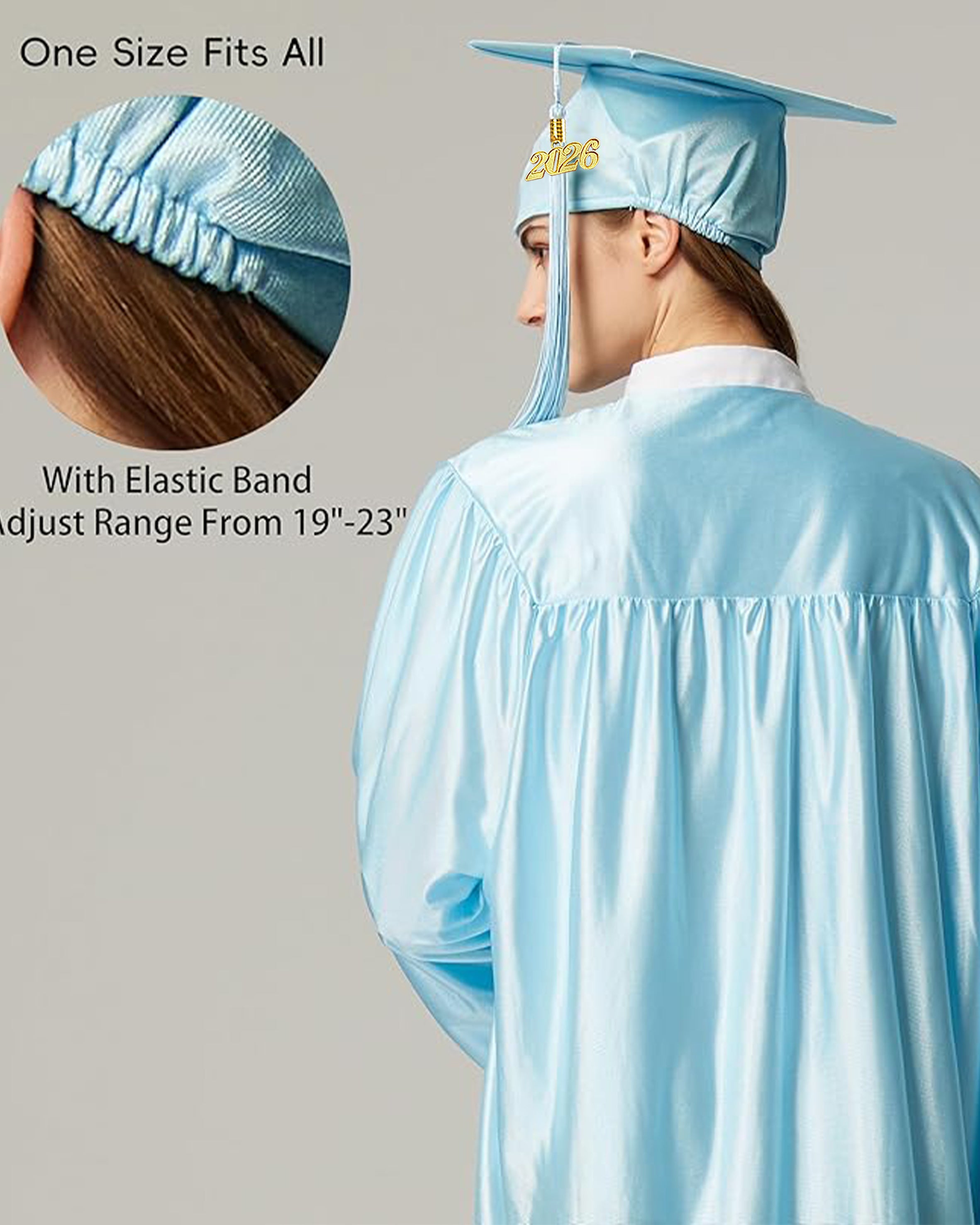 MyGradDay Unisex Adult Shiny Graduation Cap with Tassel 2026 Year Charm