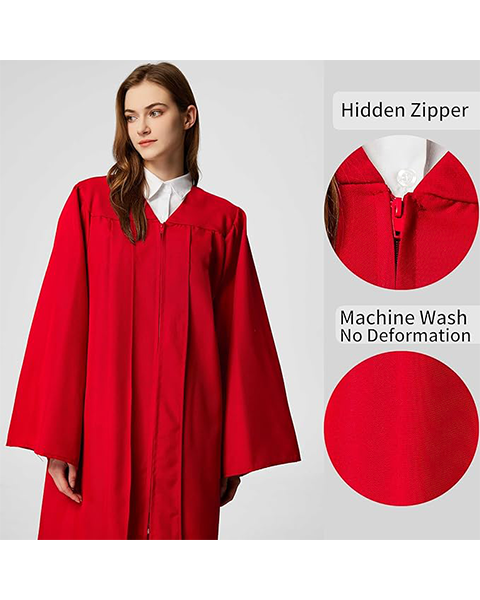 Red Unisex Matte choir robes for church Baptism Officiant Confirmation Costume,Graduation Gown Pastor &judges robe