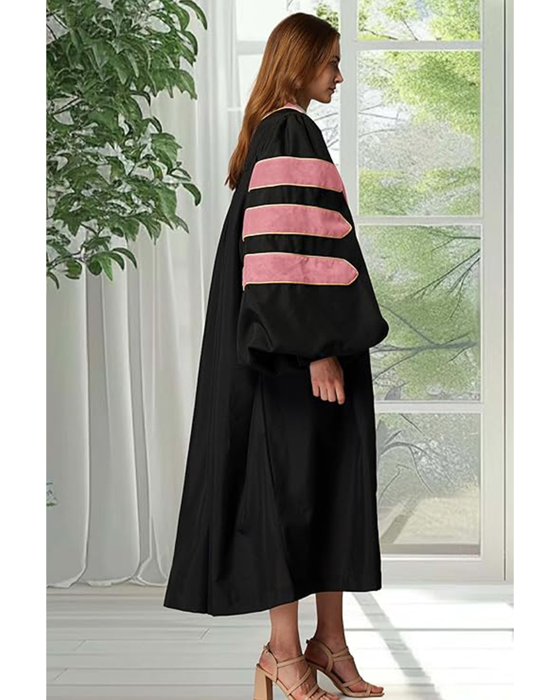 Deluxe Doctoral Graduation Gown|Graduation Regalia|PHD Gown with Gold Piping