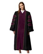Deluxe Doctoral Graduation Gown|Graduation Regalia|PHD Gown with Gold Piping