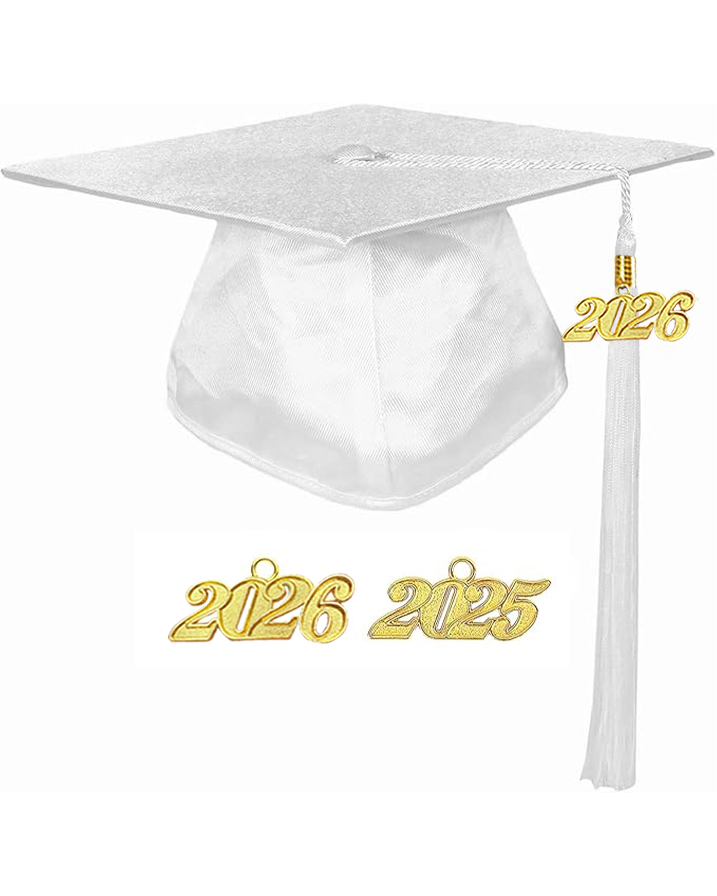 MyGradDay Unisex Adult Shiny Graduation Cap with Tassel 2026 Year Charm