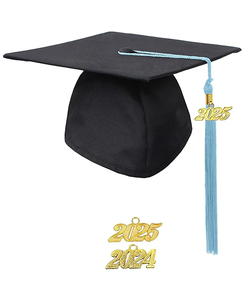 MyGradDay Unisex Adult Matte Graduation Cap with 2024 2025 Tassel Year Charm for High School & Bachelor