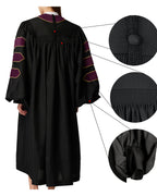 Deluxe Doctoral Graduation Gown|Graduation Regalia|PHD Gown with Gold Piping
