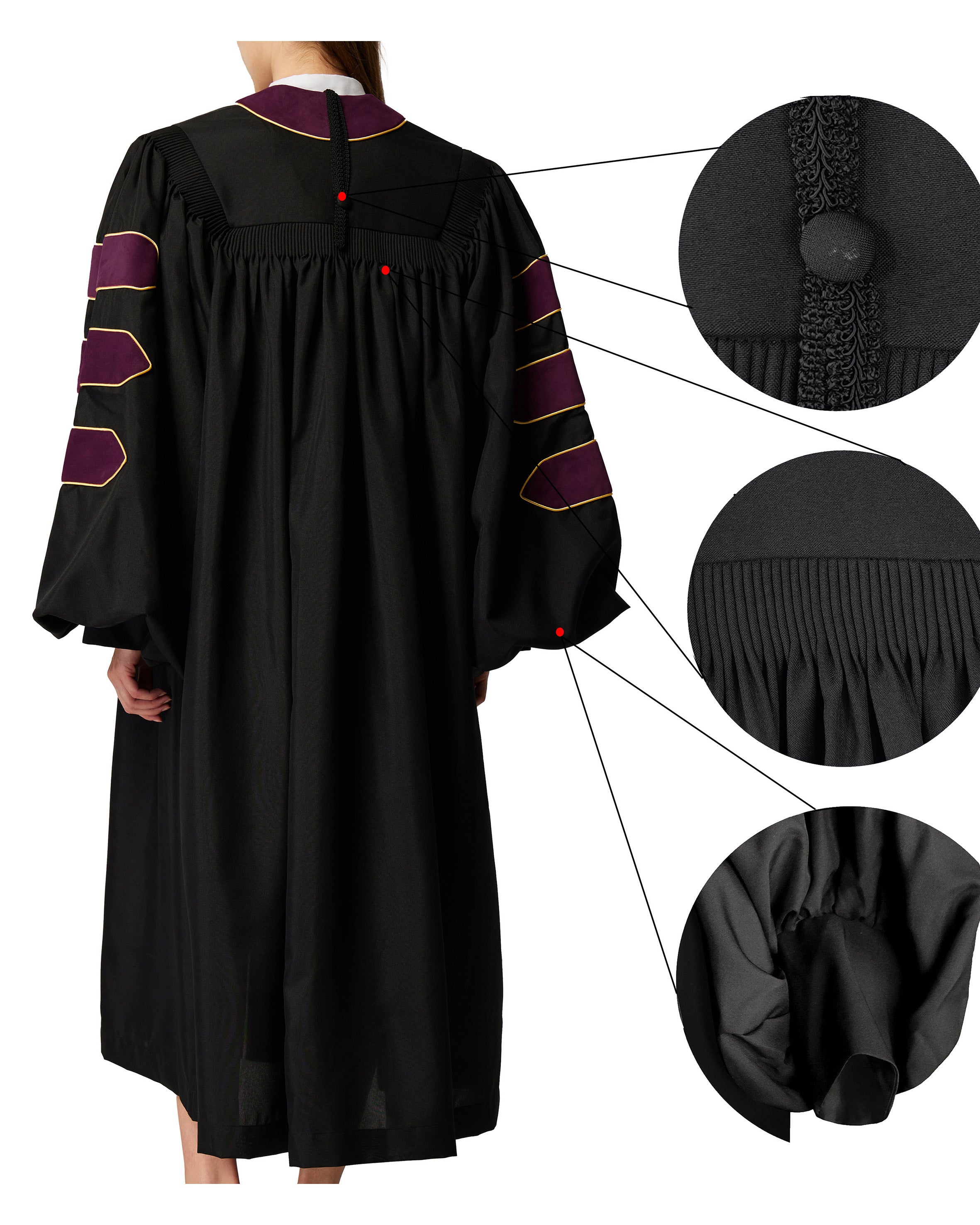 Deluxe Doctoral Graduation Gown|Graduation Regalia|PHD Gown with Gold Piping