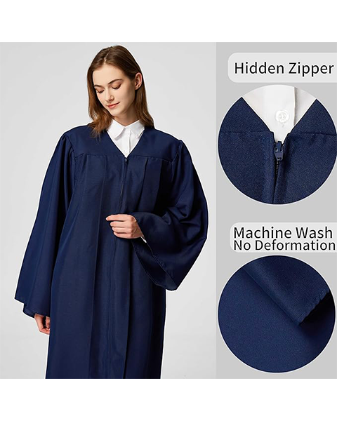 Navy Unisex Matte choir robes for church Baptism Officiant Confirmation Costume,Graduation Gown Pastor &judges robe