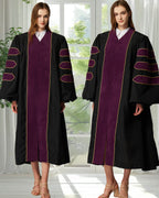 Deluxe Doctoral Graduation Gown|Graduation Regalia|PHD Gown with Gold Piping
