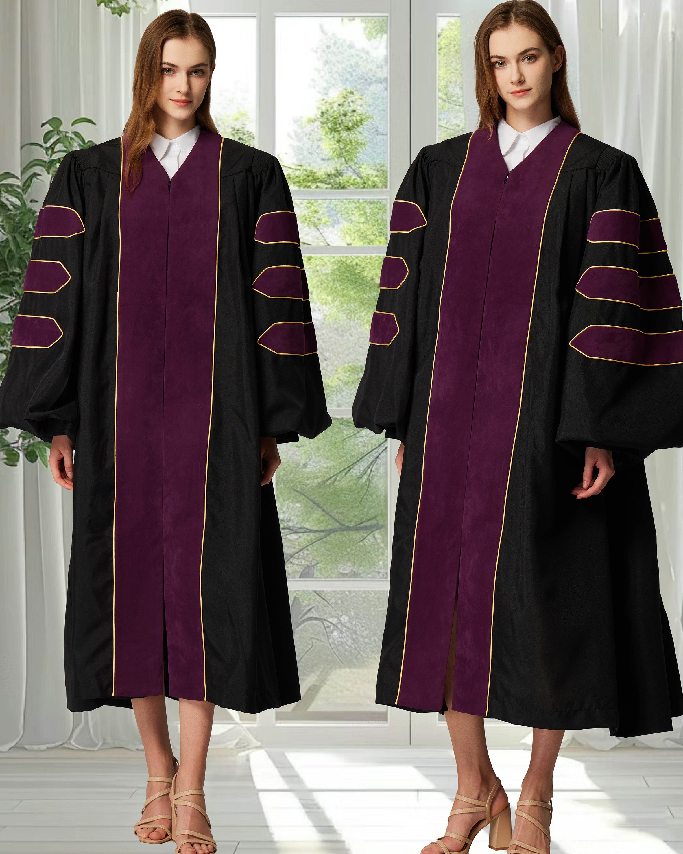 Deluxe Doctoral Graduation Gown|Graduation Regalia|PHD Gown with Gold Piping
