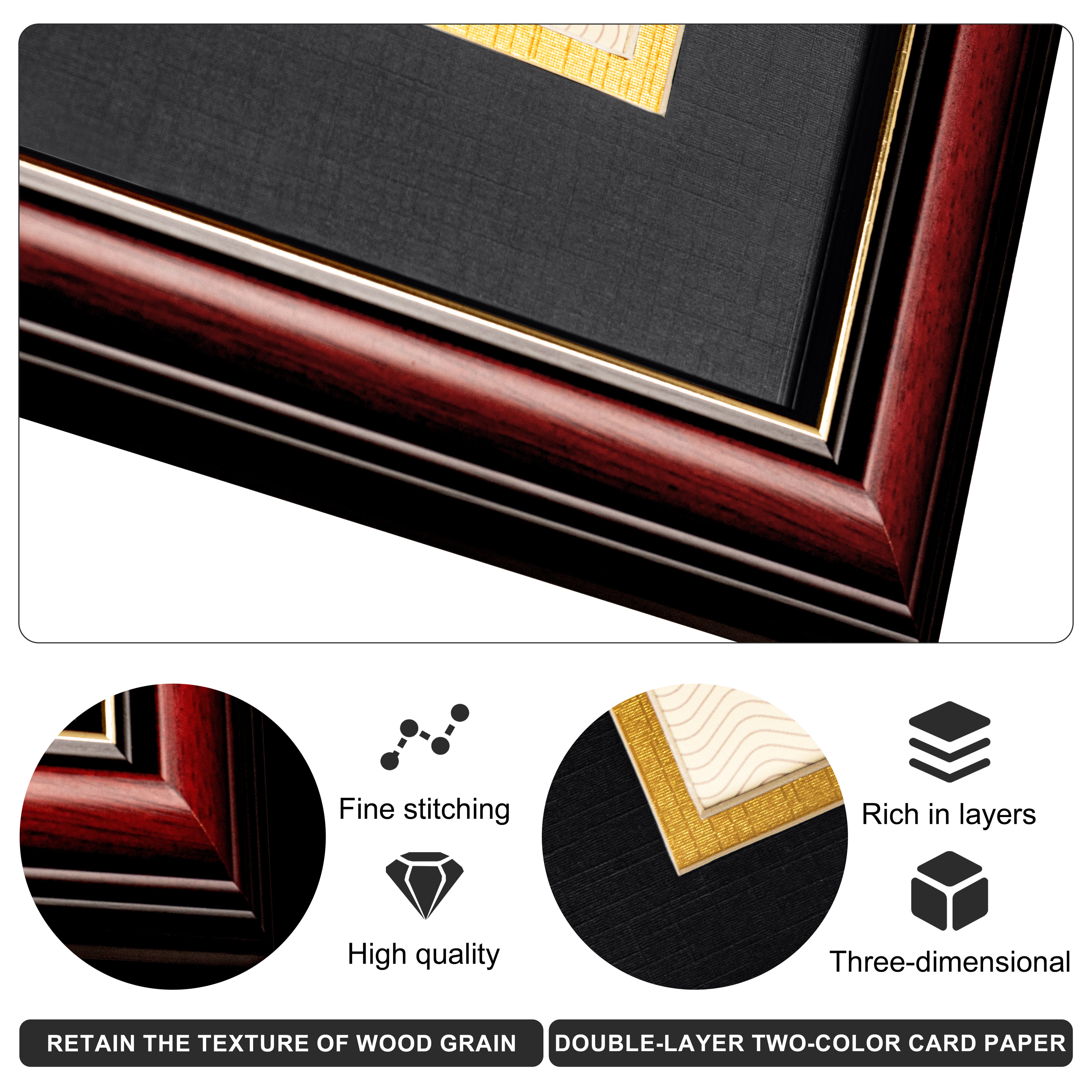 MyGradDay 8.5x11 Diploma Frame with Maroon over Gold Mat or Display 11x14 Document without Mat,Solid Wood & UV Protection Acrylic,Mahogany Degree Certificate Frame