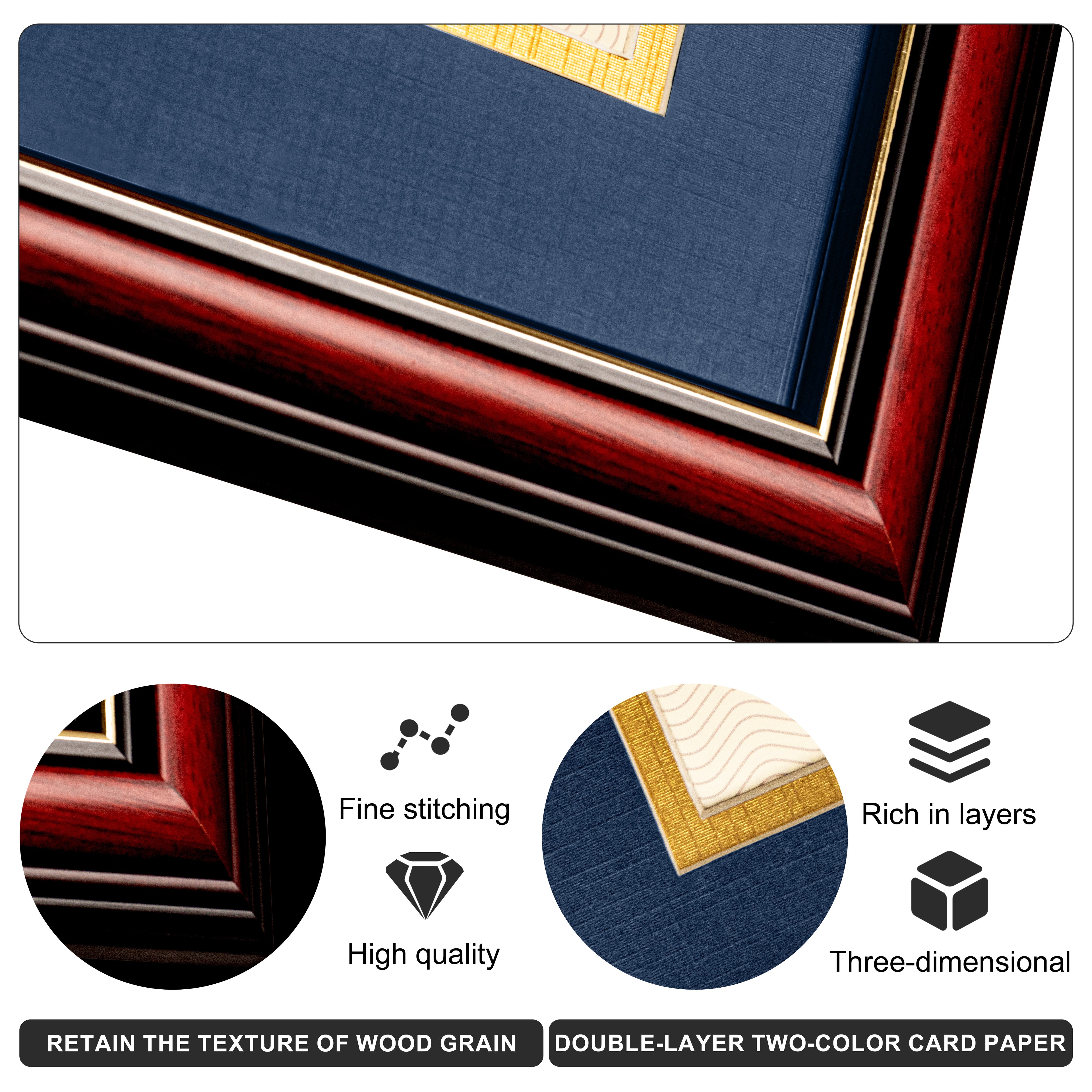 MyGradDay 8.5x11 Diploma Frame with Maroon over Gold Mat or Display 11x14 Document without Mat,Solid Wood & UV Protection Acrylic,Mahogany Degree Certificate Frame