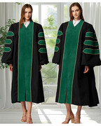 Deluxe Doctoral Graduation Gown|Graduation Regalia|PHD Gown with Gold Piping