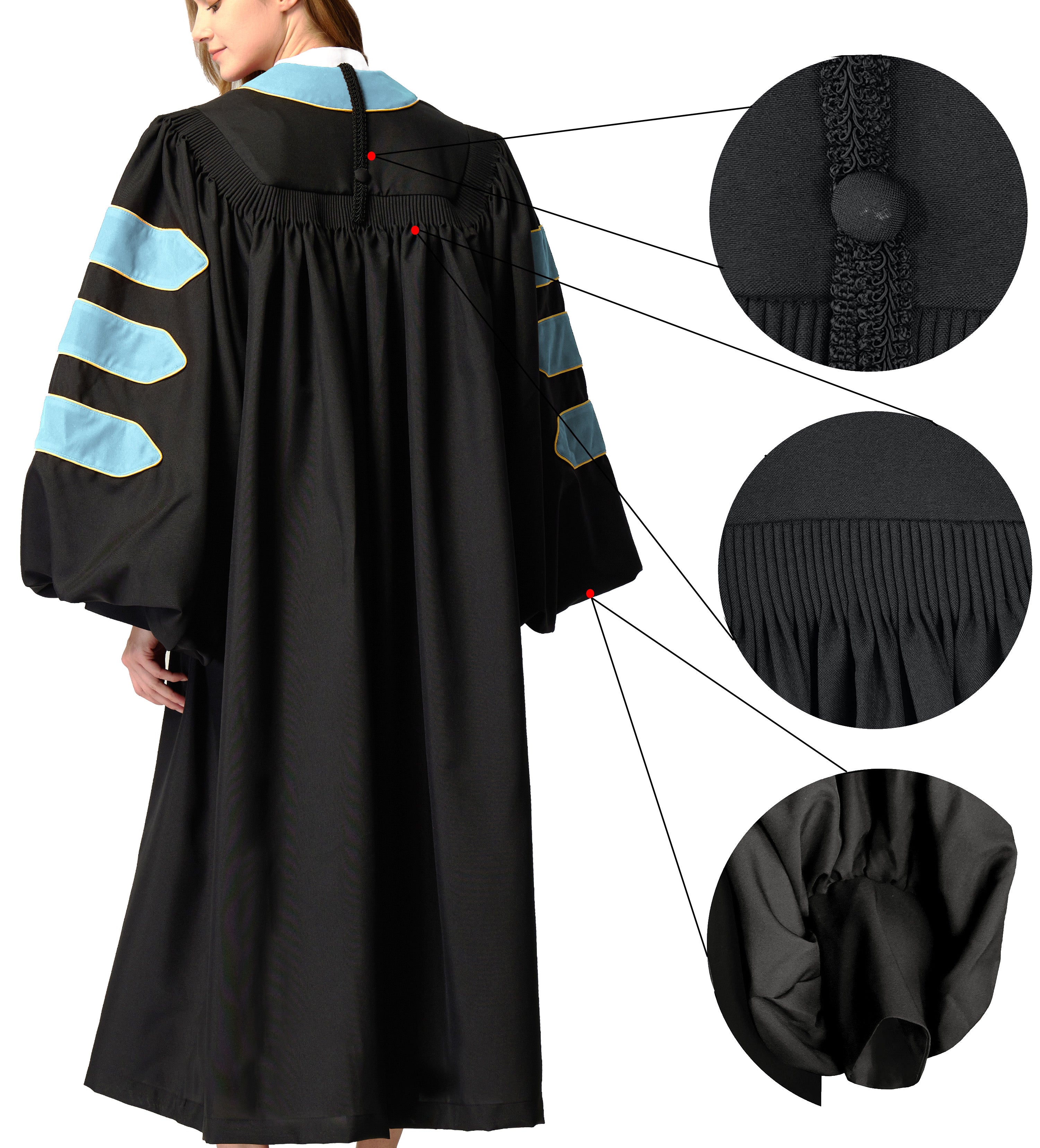 MyGradDay Unisex Deluxe Doctor of Divinity Clergy Robes  Doctorate pulpit robes with Gold Piping Available for Customization