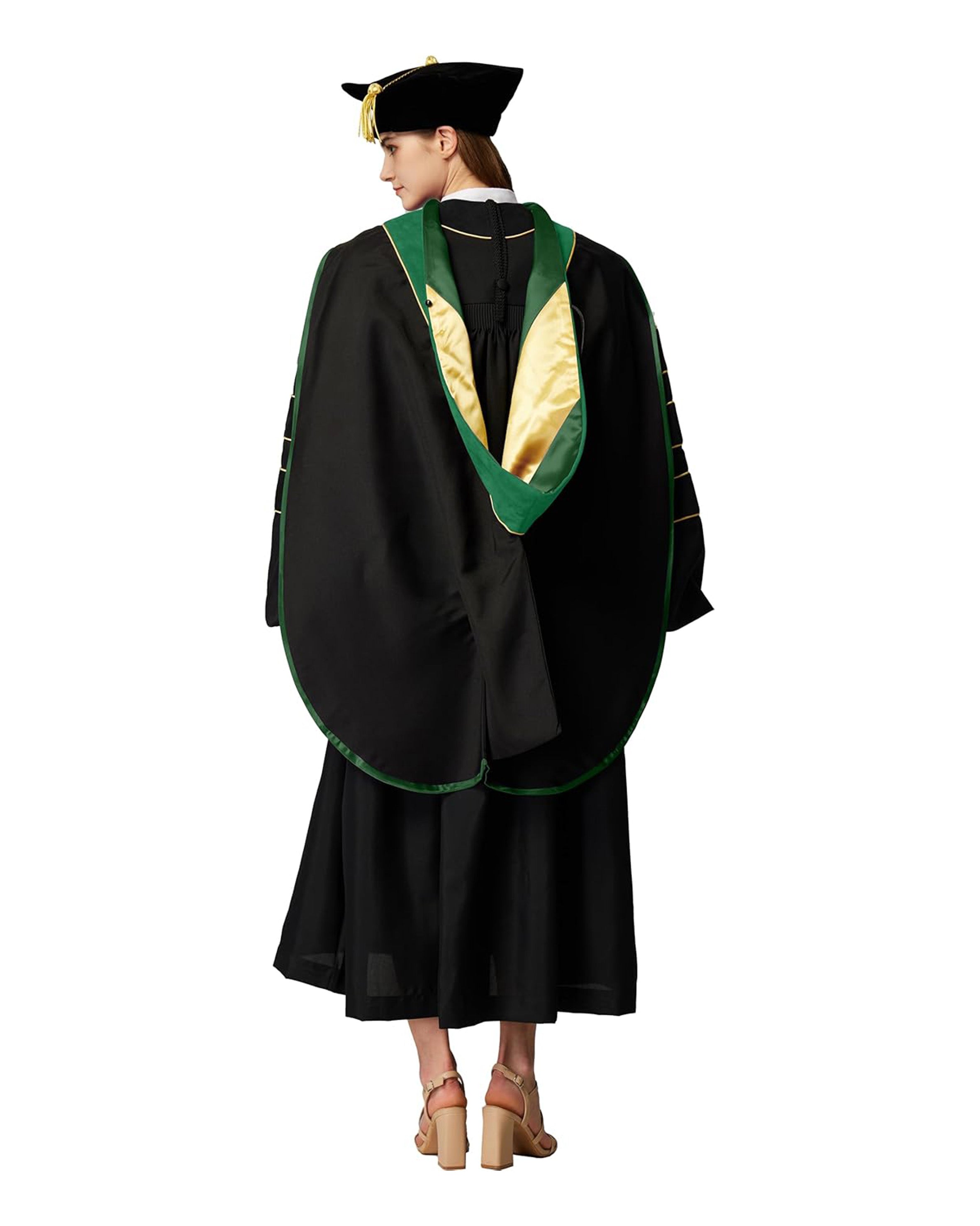 Deluxe Doctoral Graduation Hood with Gold Piping