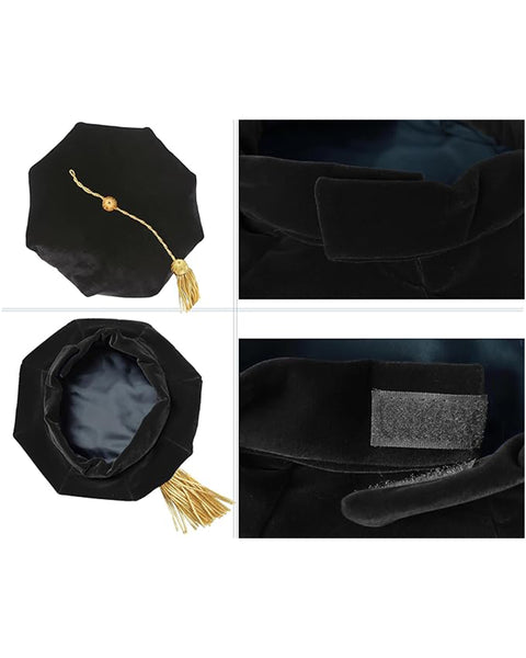 Deluxe Doctoral Graduation Gown with Gold Piping and Doctoral Tam Package (Gold Velvet)