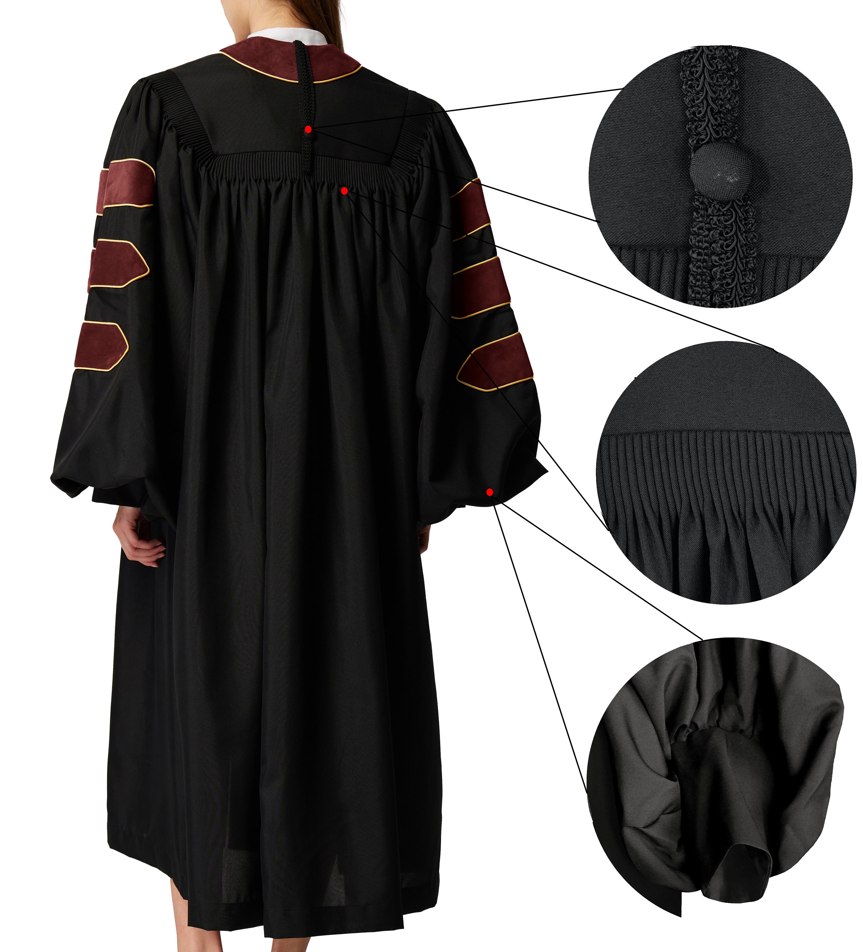 MyGradDay Unisex Deluxe Doctor of Divinity Clergy Robes  Doctorate pulpit robes with Gold Piping Available for Customization
