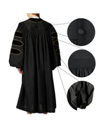 MyGradDay Unisex Deluxe Doctor of Divinity Clergy Robes  Doctorate pulpit robes with Gold Piping Available for Customization