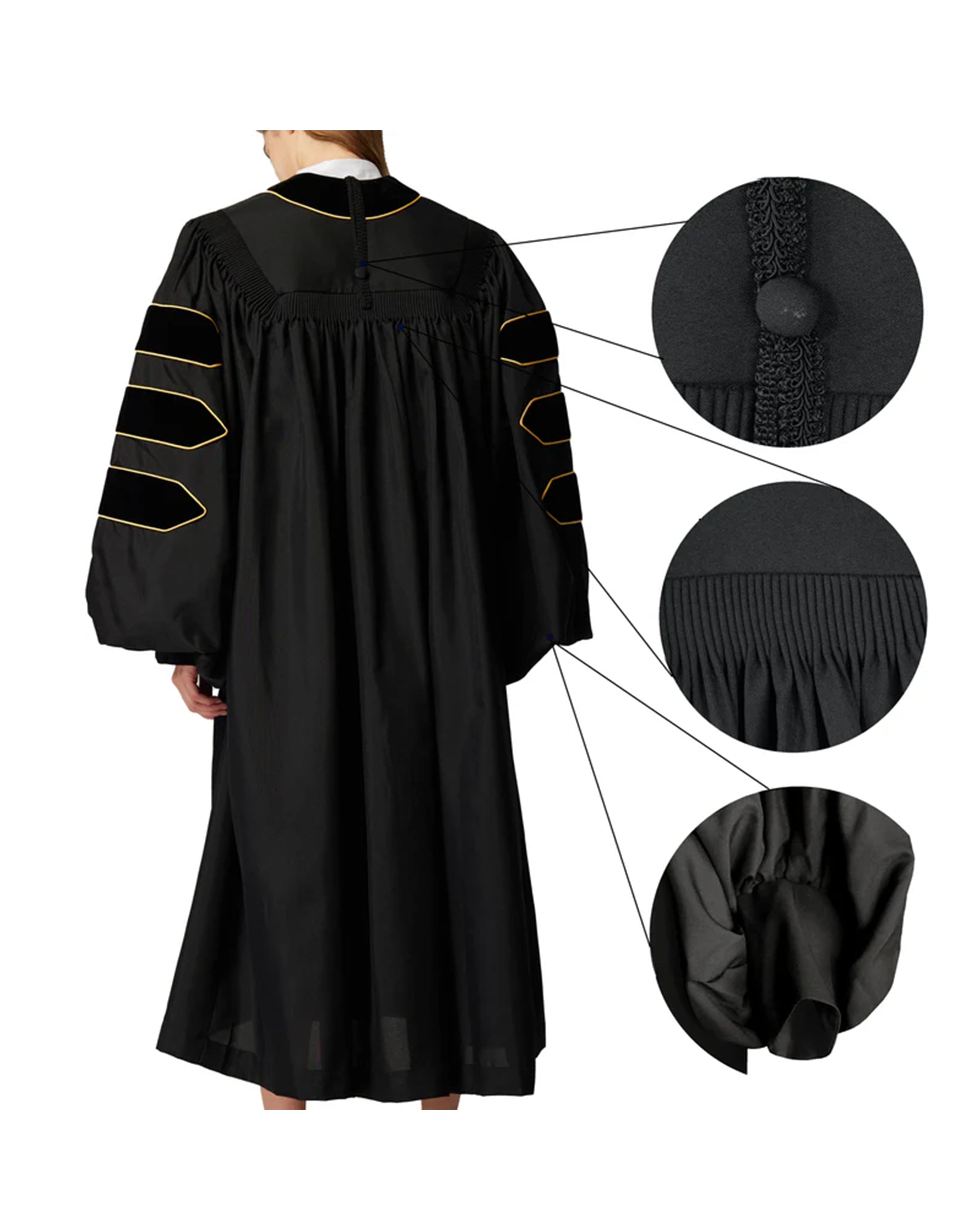 MyGradDay Unisex Deluxe Doctor of Divinity Clergy Robes  Doctorate pulpit robes with Gold Piping Available for Customization