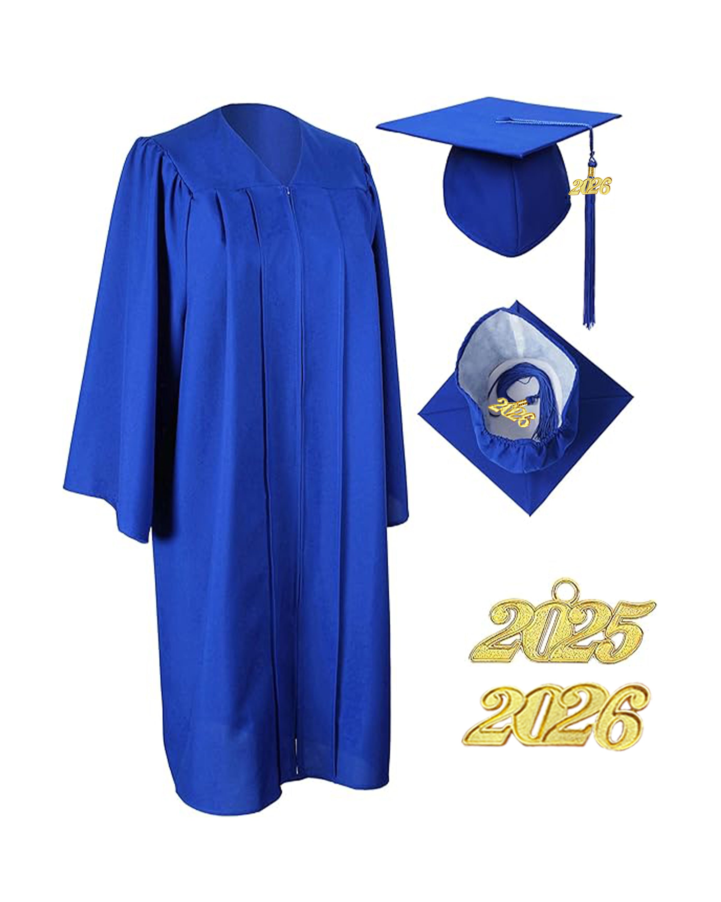 Unisex Matte Graduation Cap & Gown with Tassel 2026 Year Charm ( Rich Color )
