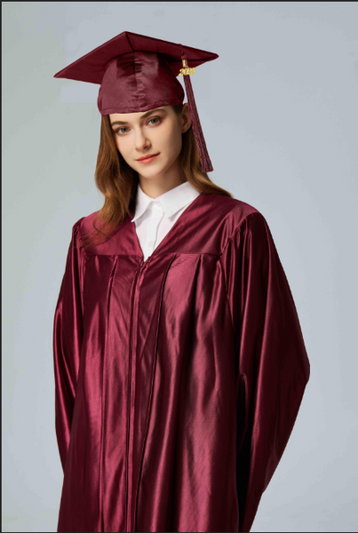 Unisex  Shiny Graduation Cap & Gown with Tassel 2025 Year Charm Rich Color