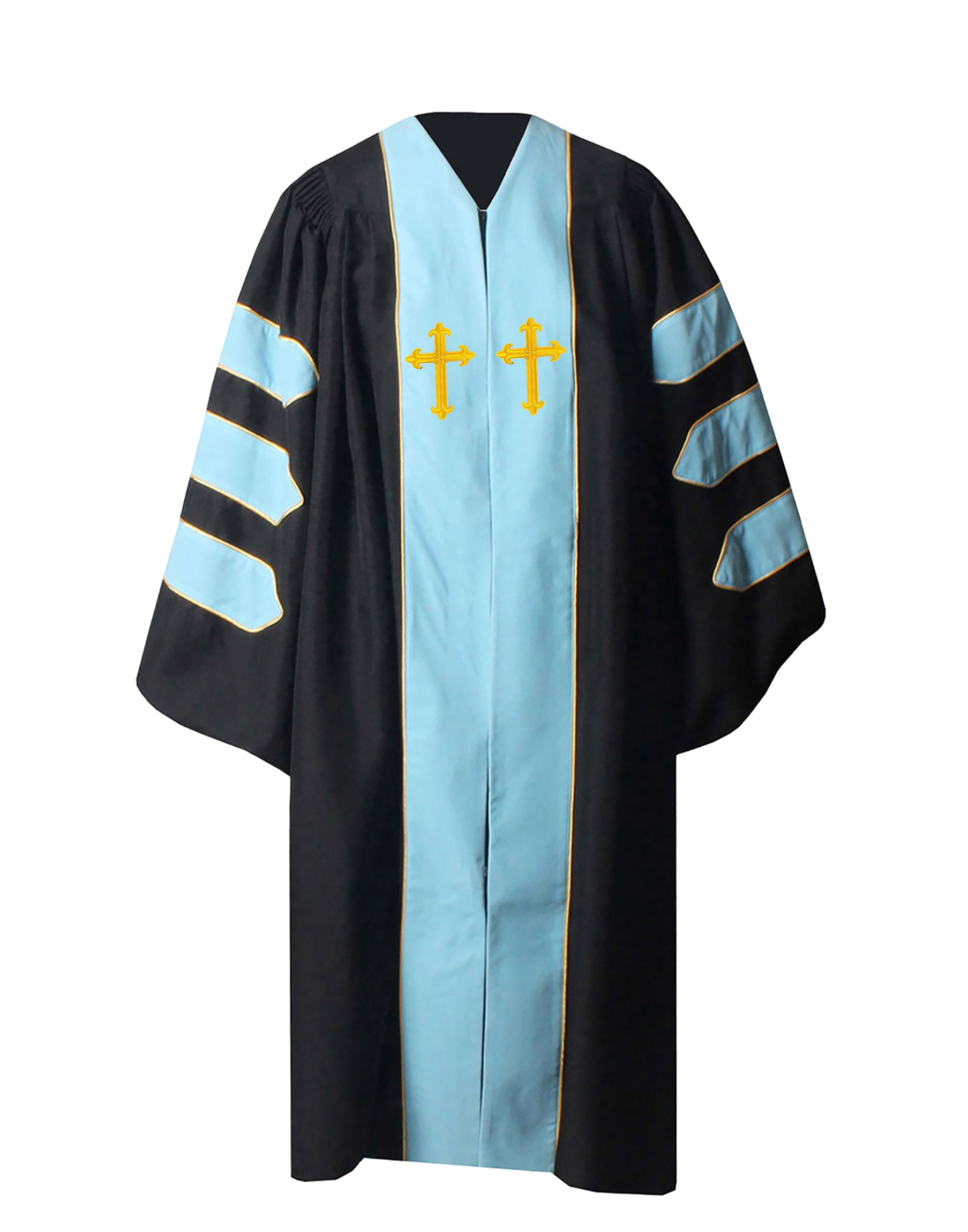 MyGradDay Unisex Deluxe Doctor of Divinity Clergy Robes  Doctorate pulpit robes with Gold Piping Available for Customization