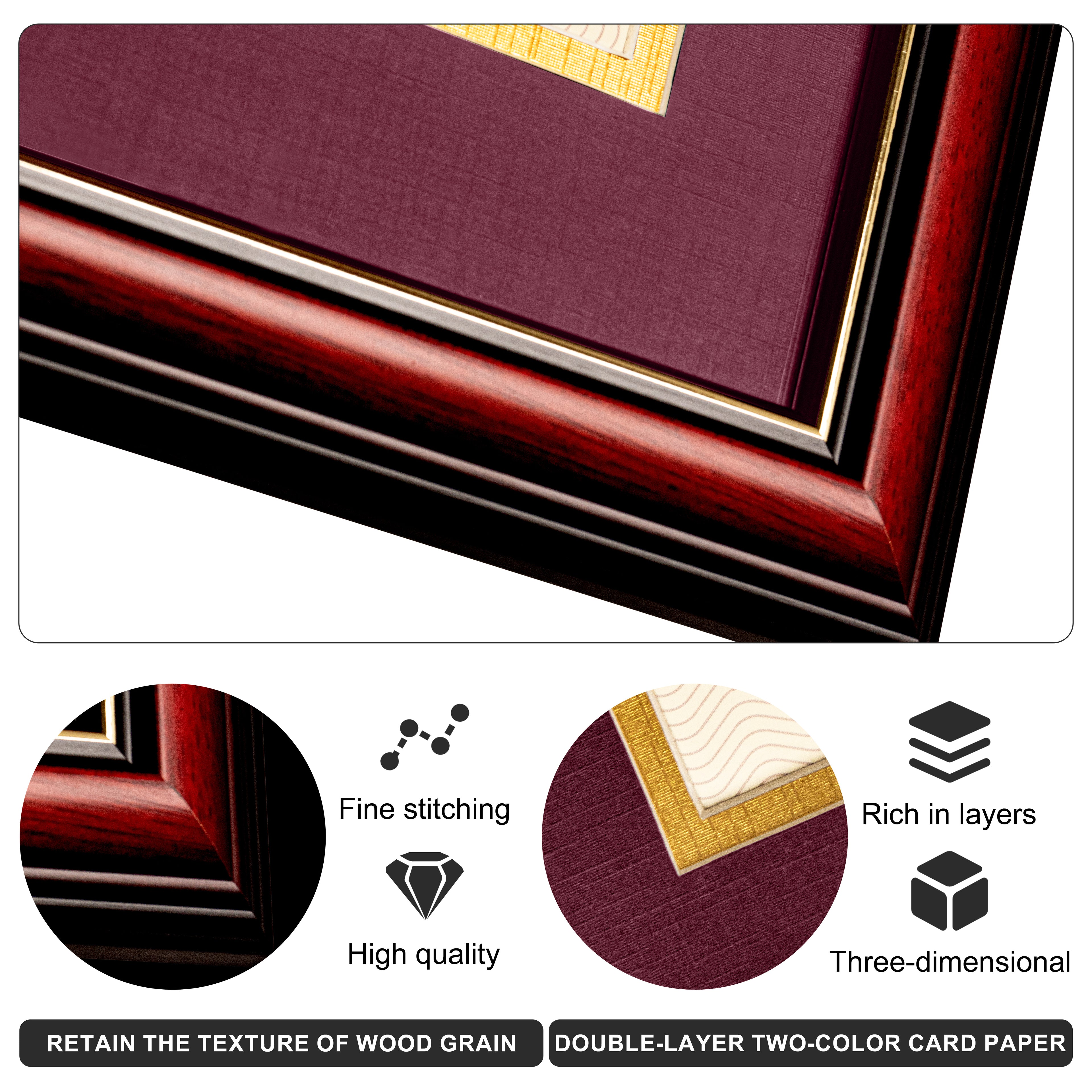MyGradDay 8.5x11 Diploma Frame with Maroon over Gold Mat or Display 11x14 Document without Mat,Solid Wood & UV Protection Acrylic,Mahogany Degree Certificate Frame