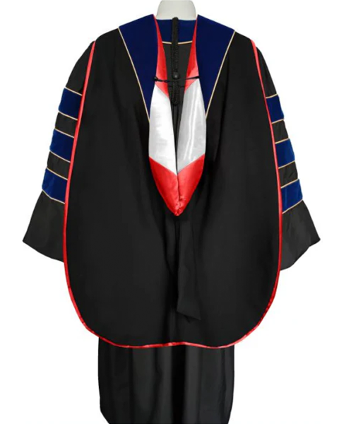 Deluxe Doctoral Graduation Hood with Gold Piping or NO piping