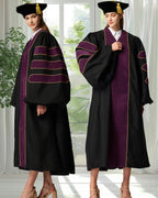 Deluxe Doctoral Graduation Gown with Gold Piping and Doctoral Tam Package (Deep Claret Velvet)