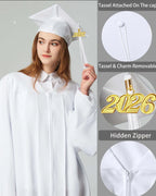 Unisex Matte Graduation Cap & Gown with Tassel 2026 Year Charm ( Rich Color )