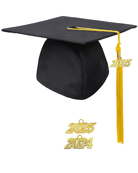 MyGradDay Unisex Adult Matte Graduation Cap with 2024 2025 Tassel Year Charm for High School & Bachelor