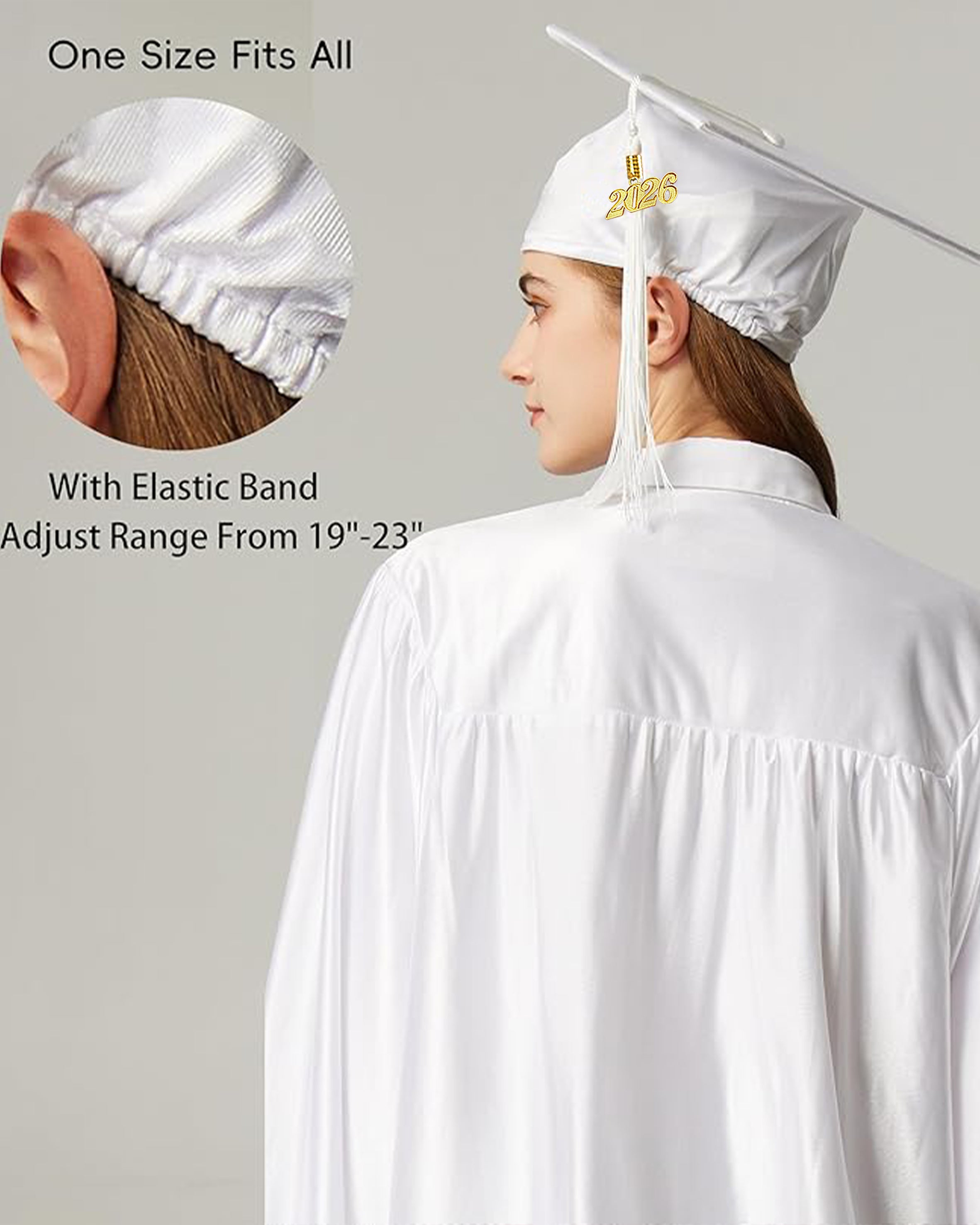 MyGradDay Unisex Adult Shiny Graduation Cap with Tassel 2026 Year Charm