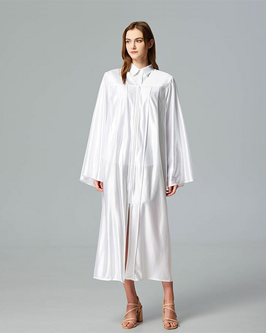 Unisex Shiny Graduation Gown Choir Robe for Church for Baptism Confirmation Choir Officiant or School（White）