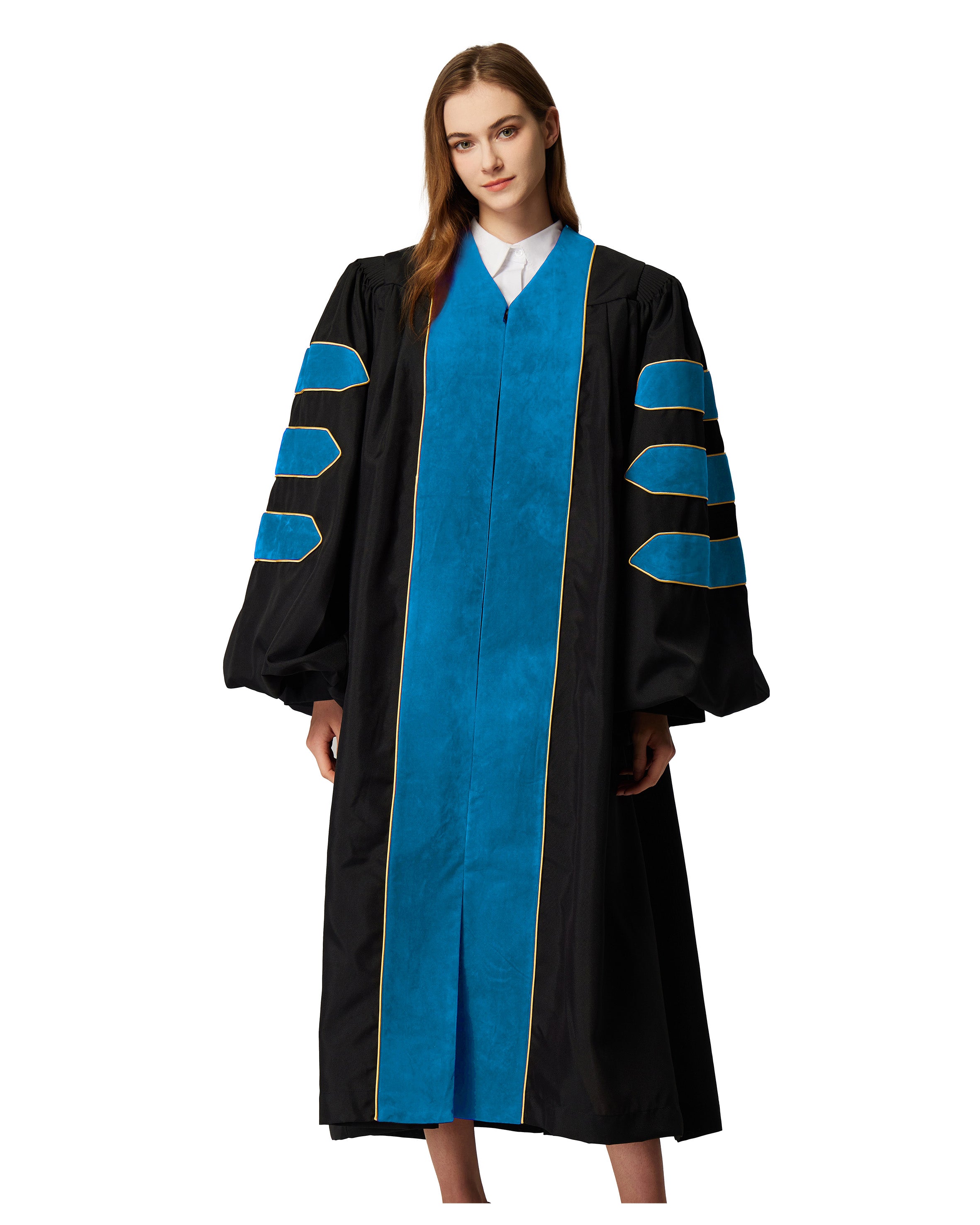 Deluxe Doctoral Graduation Gown|Graduation Regalia|PHD Gown with Gold Piping