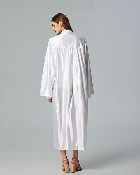 Unisex Shiny Graduation Gown Choir Robe for Church for Baptism Confirmation Choir Officiant or School（White）