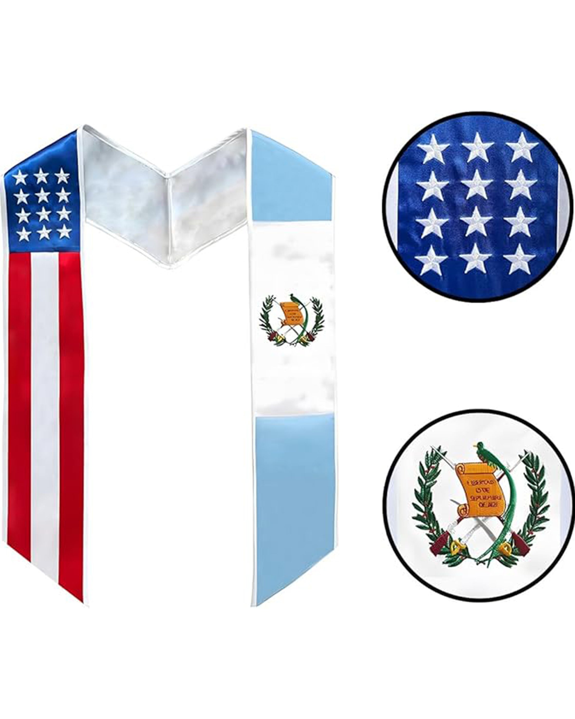Mixed Flag Graduation Stole  For International Graduates  (USA + International)