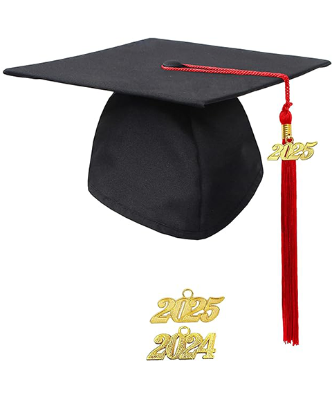 MyGradDay Unisex Adult Matte Graduation Cap with 2024 2025 Tassel Year Charm for High School & Bachelor