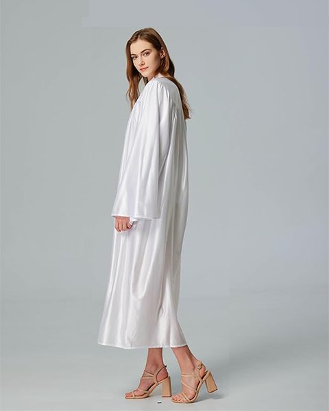 Unisex Shiny Graduation Gown Choir Robe for Church for Baptism Confirmation Choir Officiant or School（White）