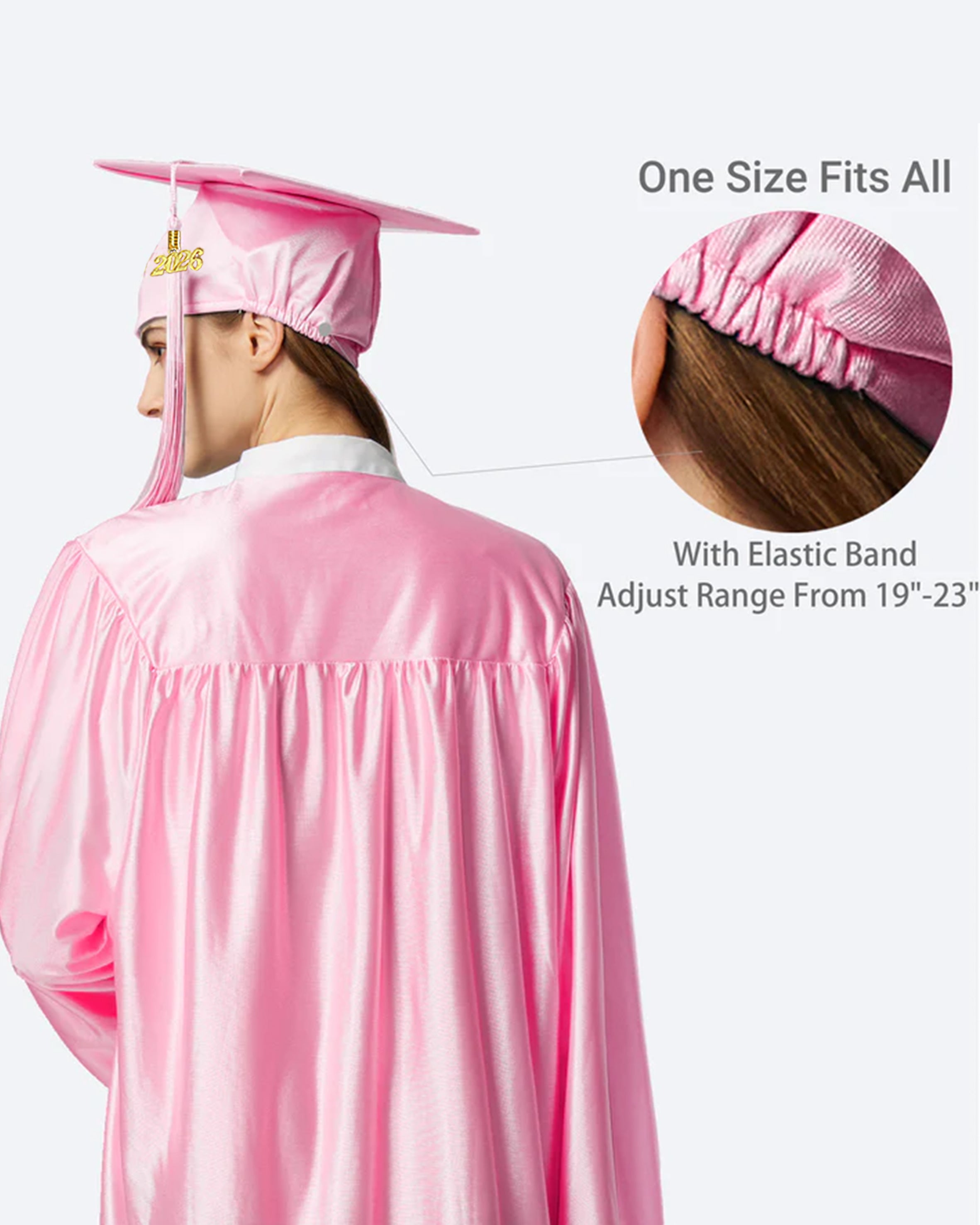 Unisex Shiny Graduation Cap and Gown with Tassel 2026 Year Charm ( Rich Color )