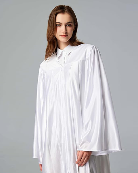Unisex Shiny Graduation Gown Choir Robe for Church for Baptism Confirmation Choir Officiant or School（White）