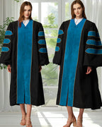 Deluxe Doctoral Graduation Gown|Graduation Regalia|PHD Gown with Gold Piping