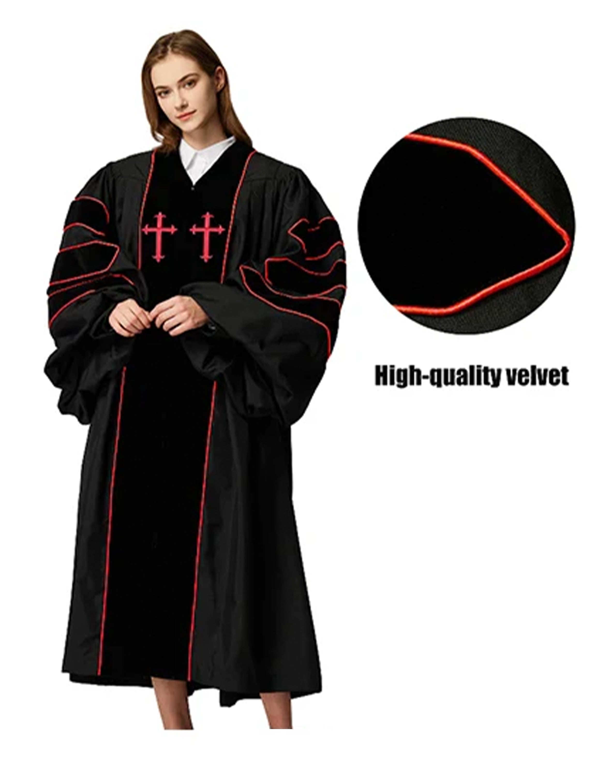 Customized Unisex Black Doctoral Pulpit Robes of Divinity | Clergy Robe