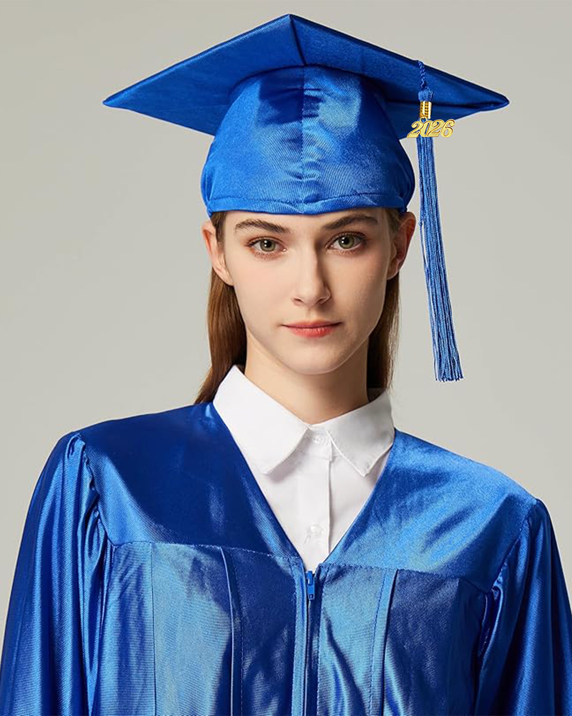 MyGradDay Unisex Adult Shiny Graduation Cap with Tassel 2026 Year Charm